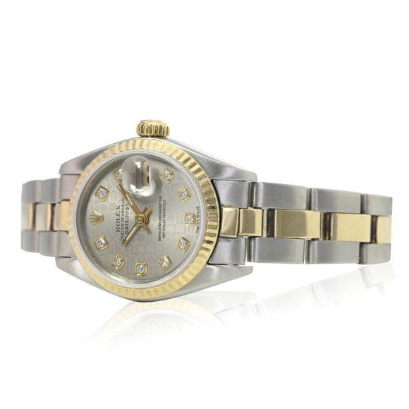 ROLEX DATEJUST GRAY JUBILEE DIAMOND DIAL FLUTED JUBILEE WATCH 69173 BOX&PAPER - Picture 7 of 12